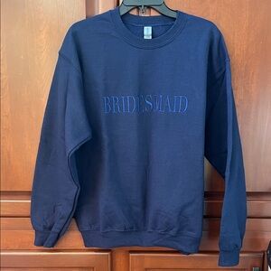 Gildan Navy Blue Bridesmaid Crewneck Sweatshirr